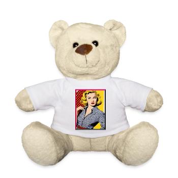 Pop Art Diva Retro Look Polka Dot Blouse Mode - Nounours - blanc - Devant
