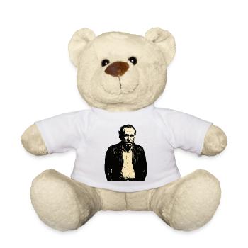 Noir Charles Bukowski Porträt - Teddy - Weiß - Vorne
