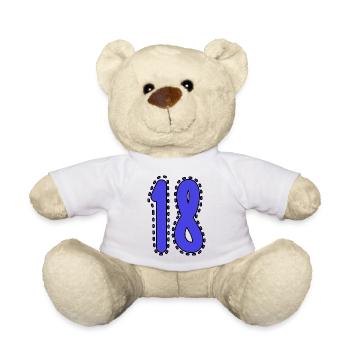 18. 18 ANS. 18e ANNIVERSAIRE. ANNIVERSAIRE 18 ANS. - Nounours - blanc - Devant