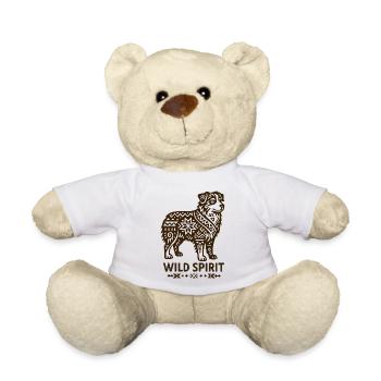 Australian Shepherd Wild Tribal Dog - Teddy Bear - white - Front