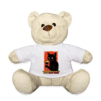 Lustiges Halloween Motiv mit schwarzer Katze - Teddy - Weiß - Vorne