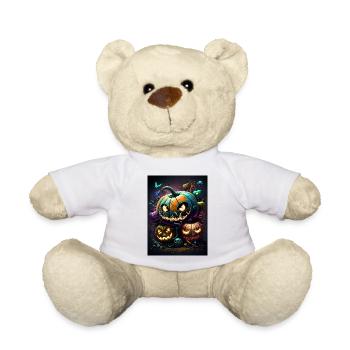 Leuchtende Halloween-Kürbisse im Nachtwald - Teddy - Weiß - Vorne