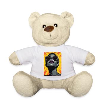Schwarze Frau Pop Art Design - Teddy - Weiß - Vorne