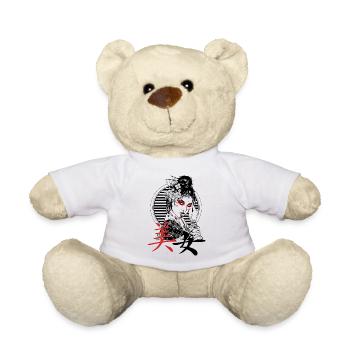 Schwarze und rote florale Schönheit - Teddy - Weiß - Vorne