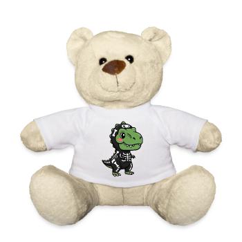 Funny T-Rex Skeleton Halloween Disguise - Teddy Bear - white - Front