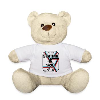 Skating Design – Born to Roll - Teddy Bear - white - Front