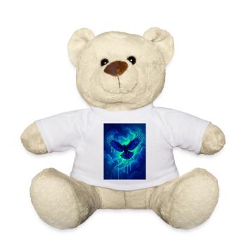 A raven soars through glowing indigo skies filled  - Teddy Bear - white - Front