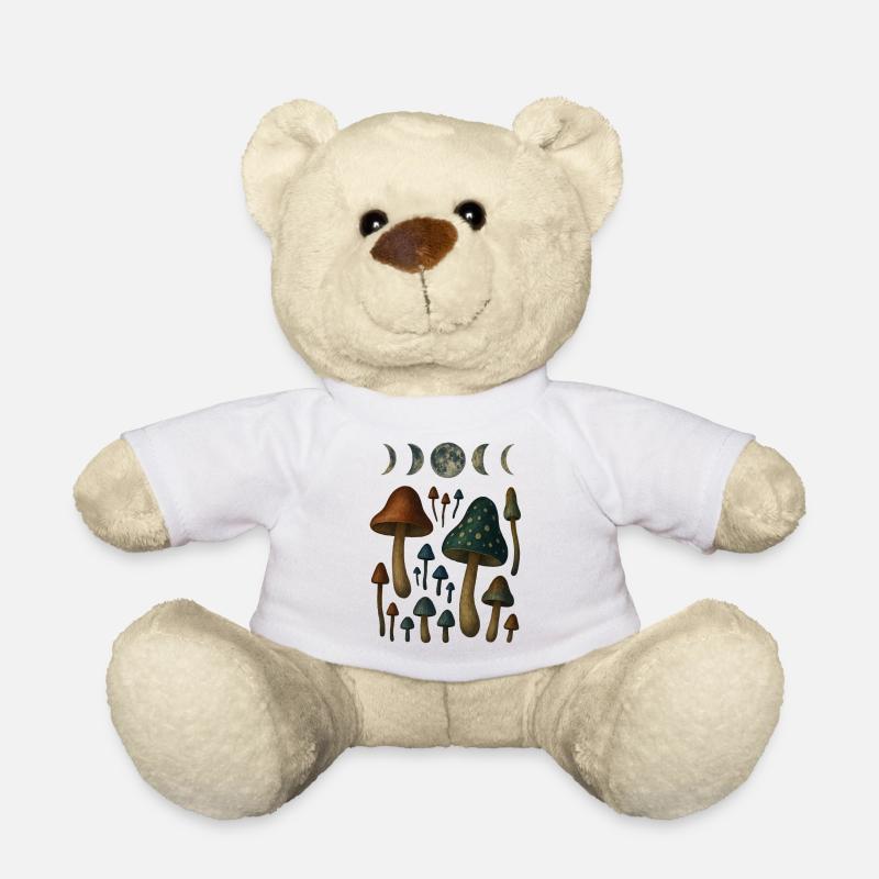 Mondphasen und Pilzmotive - Teddy - Weiß