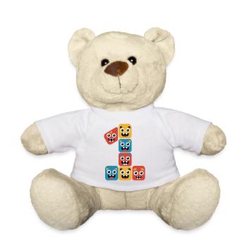 Monster Baustein Zahl 1 — 1. Geburtstag - Teddy - Weiß - Vorne