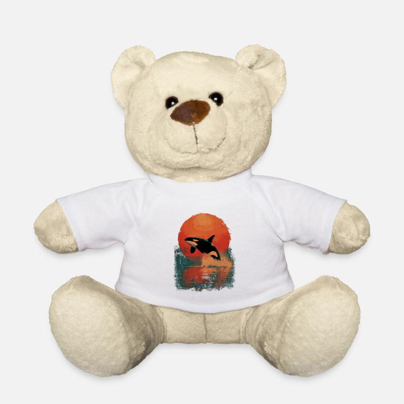 Orca Sprung im Sonnenuntergang - Teddy - Weiß