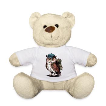 Wandernde Eule mit Rucksack - Teddy - Weiß - Vorne