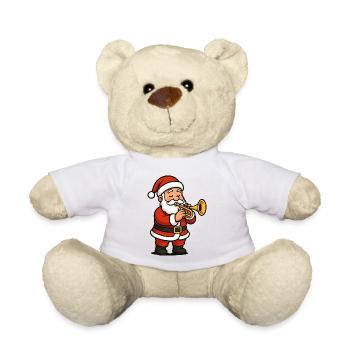 Weihnachts Santa Trompete Cartoon - Teddy - Weiß - Vorne