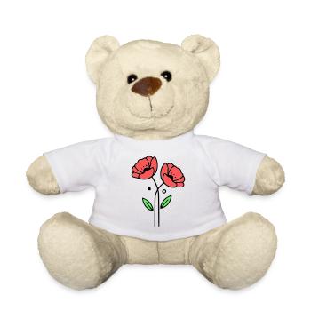 Poppy-Poppies-Minimalist-Line-Art-5 - Teddy Bear - white - Front