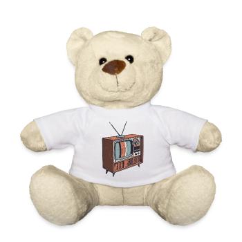 Vintage Retro Illustration TV - Teddy - Weiß - Vorne