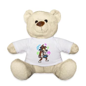 Gaming Wolf Neon Style Gamer Dog for Gamer - Teddy Bear - white - Front