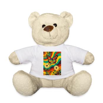 Psychedelischer Schmetterlingsgarten in coolen Farben - Teddy - Weiß - Vorne