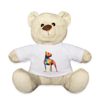 Geometric Dog in Prismatic Colors - Teddy Bear - white - Front