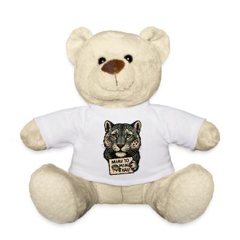 Leopard with Shield Meow Sign - Teddy Bear - white - Front