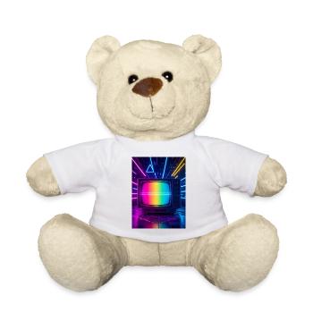 Retro-TV-Glitch – Neon-Achtziger-Leinwand - Teddy - Weiß - Vorne
