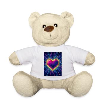 Neon Heart Pulse – Retro-80er-Liebe - Teddy - Weiß - Vorne