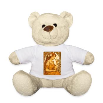 Art Nouveau Pin-Up Vintage Kaffee Shirt Geschenk - Teddy - Weiß - Vorne