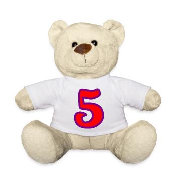 5. ANNIVERSAIRE. 5 ANS. 5e ANNIVERSAIRE - Nounours - blanc - Devant