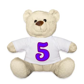 5. ANNIVERSAIRE. 5 ANS. 5e ANNIVERSAIRE.  - Nounours - blanc - Devant
