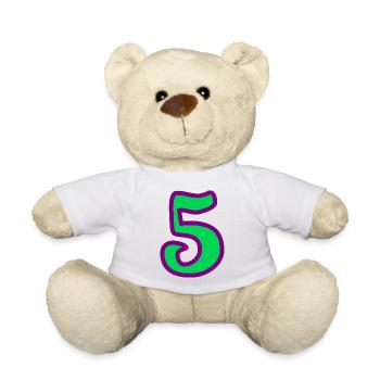 5. ANNIVERSAIRE. 5 ANS. 5e ANNIVERSAIRE - Nounours - blanc - Devant