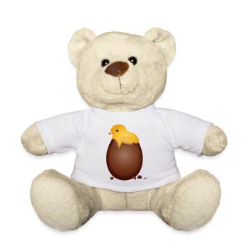 Chocolate Easter Egg with Cute Chick - Teddy Bear - white - Front