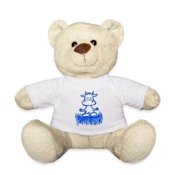 Zen-Kuh auf der Wiese - Teddy - Weiß - Vorne