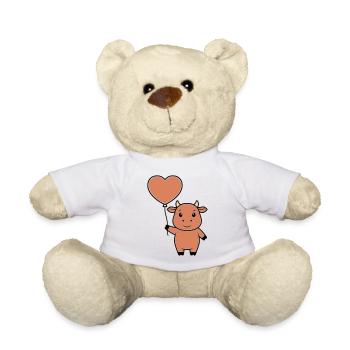 Süße Kuh Herz Ballon Liebe Vektor - Teddy - Weiß - Vorne