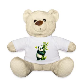 Panda Kuschel mit Bambus - Teddy - Weiß - Vorne