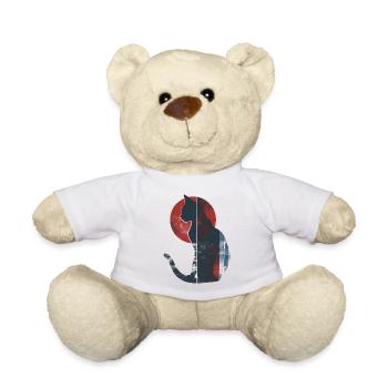 Japanese Sun Cat – Minimalist Asian Art Design - Teddy Bear - white - Front