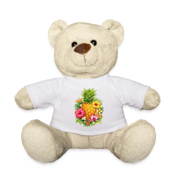 Tropical pineapple with flowers - Teddy Bear - white - Front