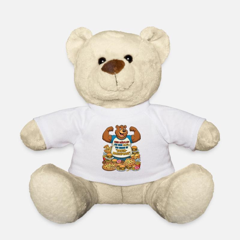 Dauer-Massephase: Bär mit Pizza - Teddy - Weiß