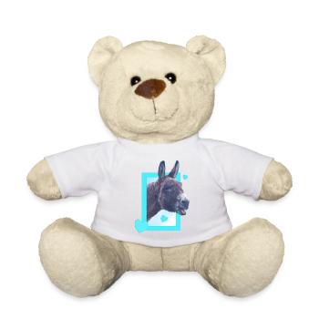 cute donkey at the window blue hearts - Teddy Bear - white - Front