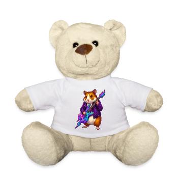 Hamster with neon guitar in purple leather jacket - Teddy Bear - white - Front
