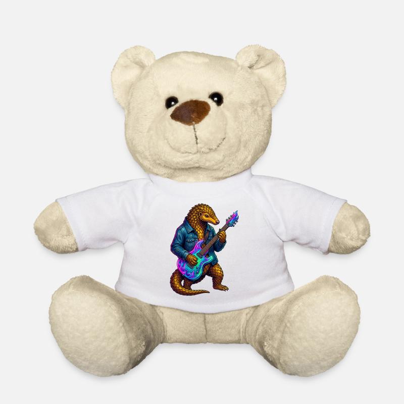 Pangolin avec veste et guitare électrique néon - Nounours - blanc