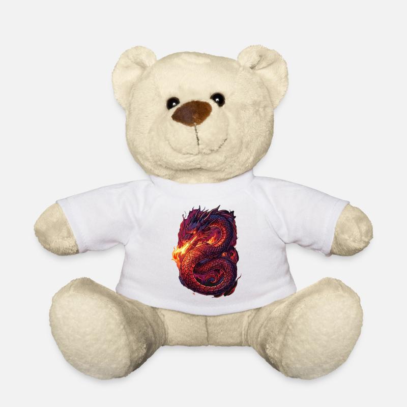 Fiery Dragon Storm - Teddy Bear - white