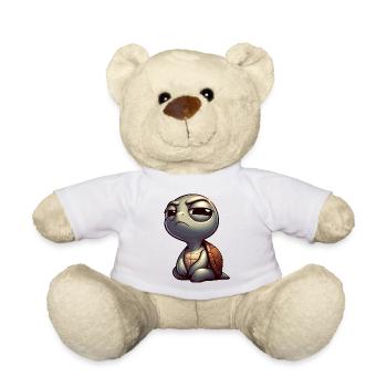 Funny cute skeptical cartoon turtle - Teddy Bear - white - Front