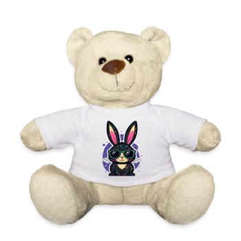 Chic neon bunny with glasses - Teddy Bear - white - Front