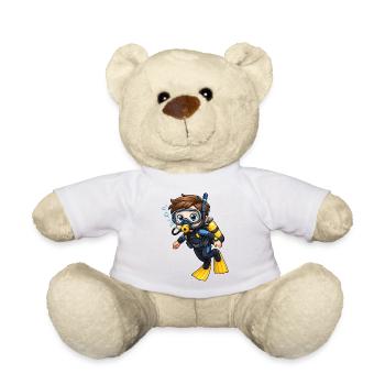 Motif de plongée en mer de Diver Kid - Nounours - blanc - Devant