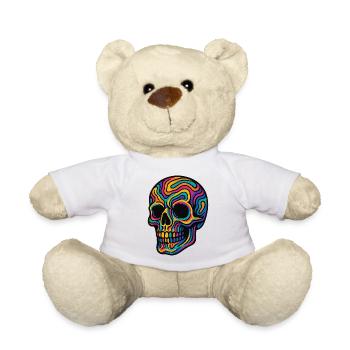 Psychedelischer Totenkopf – Trippy Skull Design - Teddy - Weiß - Vorne