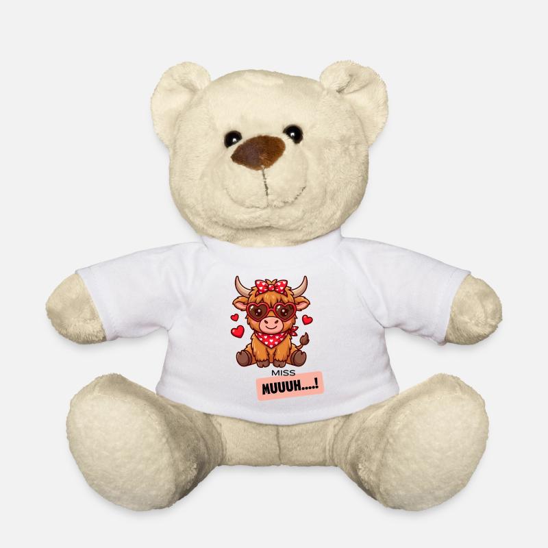Kuh mit Herzbrille und Bandana - Teddy - Weiß