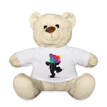 Regenbogen Bär Silhouette mit Aquarell Farbverlauf - Teddy - Weiß - Vorne