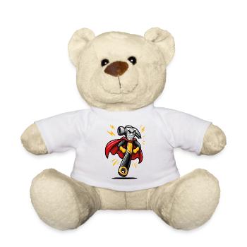 DIY Superhero Cartoon Hammer - Teddy Bear - white - Front