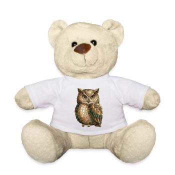 Eule Mosaik - Weise Eulenfan Geschenkidee - Teddy - Weiß - Vorne