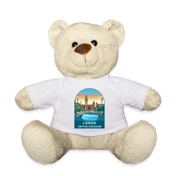 Leeds Skyline UK Yorkshire Travel Illustration - Teddy Bear - white - Front