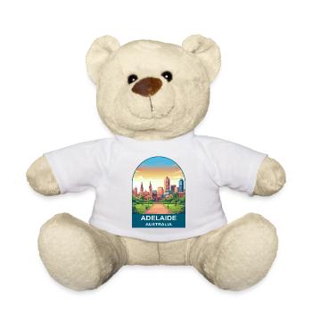 Adelaide Australien Stadt-Skyline-Reiseplakat - Teddy - Weiß - Vorne
