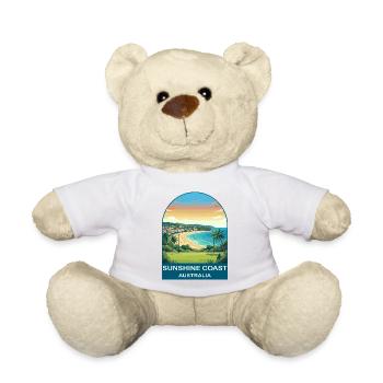 Sunshine Coast Australia Beach Travel Poster - Teddy Bear - white - Front